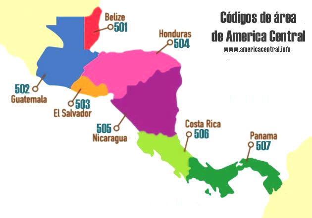 Códigos de área de Centroamérica